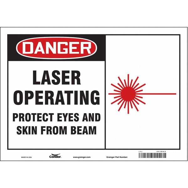 Safety Sign, 10 in Height, 14 in Width, Vinyl, Horizontal Rectangle, English, 451R42