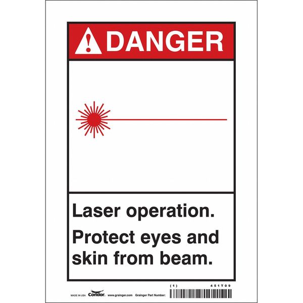 Safety Sign, 10 in Height, 7 in Width, Vinyl, Horizontal Rectangle, English, 451T09