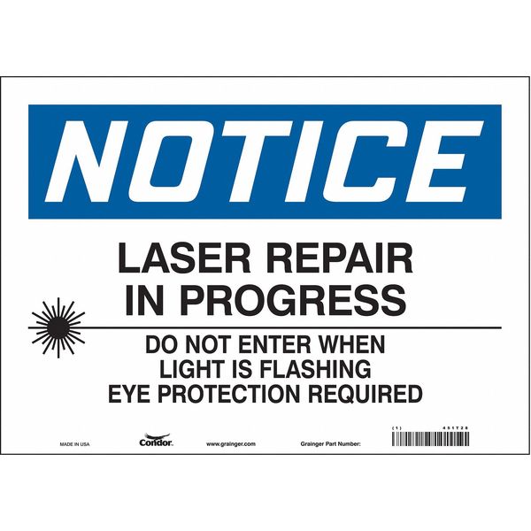 Safety Sign, 10 in Height, 14 in Width, Vinyl, Horizontal Rectangle, English, 451T28