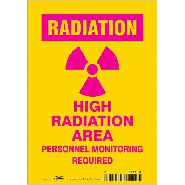 Safety Sign, 10 in Height, 7 in Width, Vinyl, Horizontal Rectangle, English, 451Y42