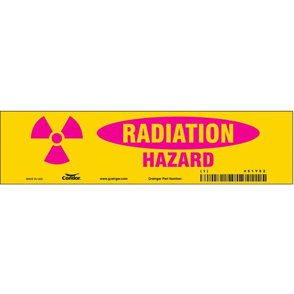Safety Sign, 2 1/4 in Height, 9 in Width, Vinyl, Horizontal Rectangle, English