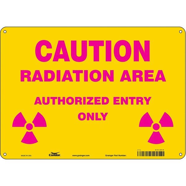Radiation Safety Sign, 10 in H, 14 in W, Polyethylene, Horizontal Rectangle, 451Z04