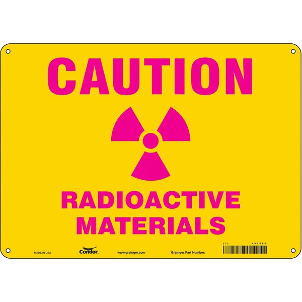 Radiation Safety Sign, 10 in H, 14 in W, Vinyl, Horizontal Rectangle, 451Z66