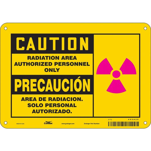 Safety Sign, 7 in Height, 10 in Width, Polyethylene, Vertical Rectangle, English, Spanish