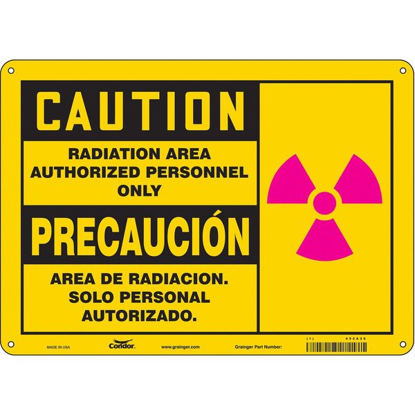 Safety Sign, 10 in H, 14 in W, Polyethylene, Horizontal Rectangle, Spanish, 452A26