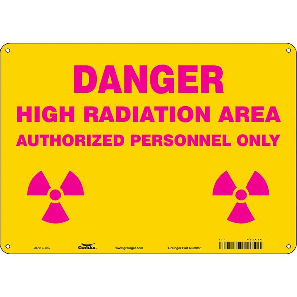 Safety Sign, 10 in Height, 14 in Width, Polyethylene, Horizontal Rectangle, English, 452A34