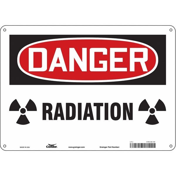 Radiation Safety Sign, 10 in H, 14 in W, Polyethylene, Horizontal Rectangle, 452A42