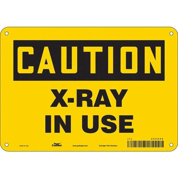 Radiation Sign, 7 in H, 10 in W, Polyethylene, Vertical Rectangle, 452A55