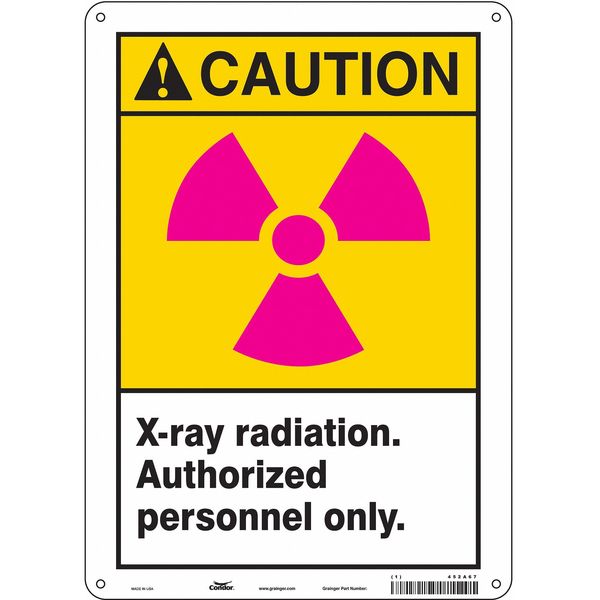 Radiation Sign, 14 in H, 10 in W, Polyethylene, Vertical Rectangle, 452A67