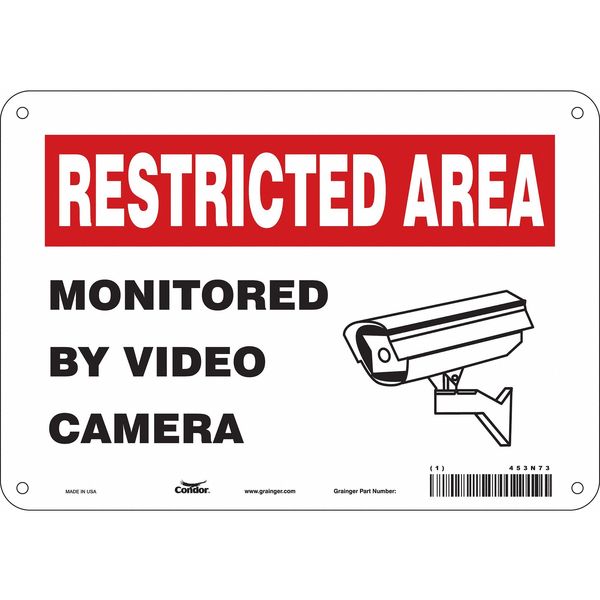 Security Sign, 7 in H, 10 in W, Polyethylene, Vertical Rectangle, English, 453N73