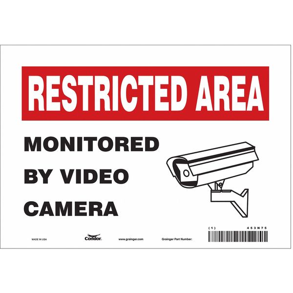 Security Sign, 7 in H, 10 in W, Vinyl, Vertical Rectangle, English, 453N75