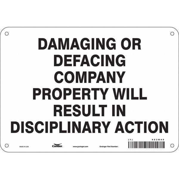Security Sign, 7 in H, 10 in W, Polyethylene, Vertical Rectangle, English, 453N40