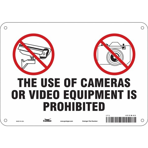 Security Sign, 7 in H, 10 in W, Polyethylene, Vertical Rectangle, English, 453N46