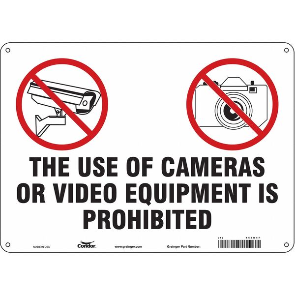 Security Sign, 10 in H, 14 in W, Polyethylene, Horizontal Rectangle, English, 453N47