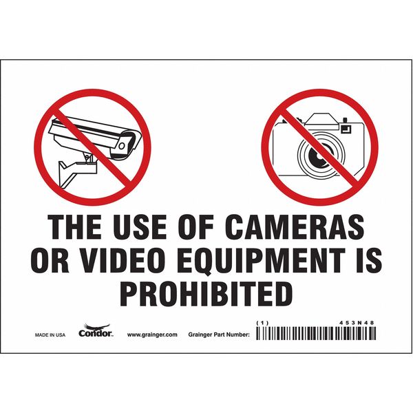 Security Sign, 5 in H, 7 in W, Vinyl, Horizontal Rectangle, English, 453N48