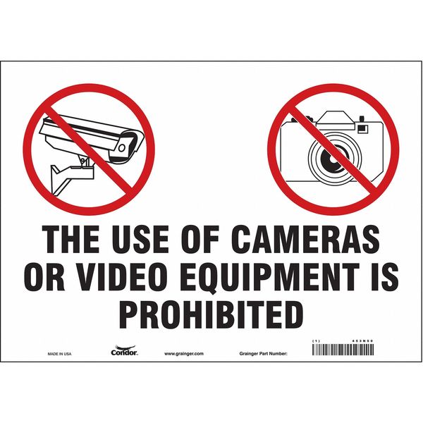 Security Sign, 10 in H, 14 in W, Vinyl, Horizontal Rectangle, English, 453N50