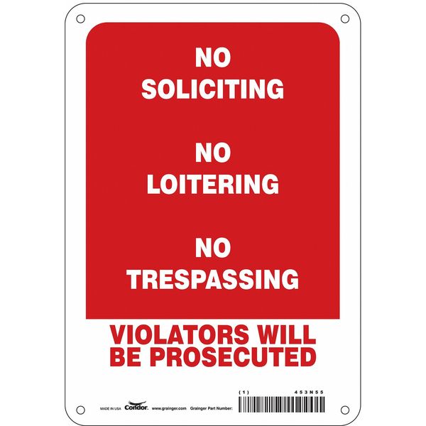 Security Sign, 10 in H, 7 in W, Polyethylene, Horizontal Rectangle, English, 453N55
