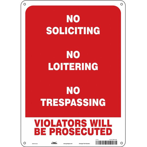 Security Sign, 14 in H, 10 in W, Polyethylene, Vertical Rectangle, English, 453N56