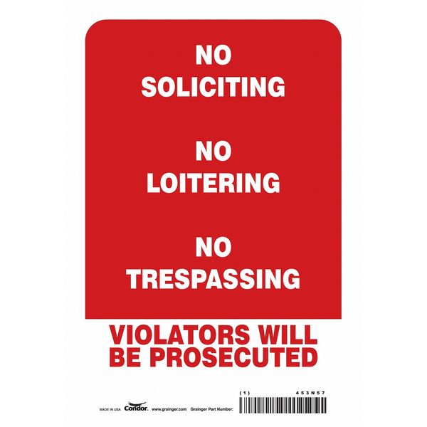 Security Sign, 10 in H, 7 in W, Vinyl, Horizontal Rectangle, English, 453N57