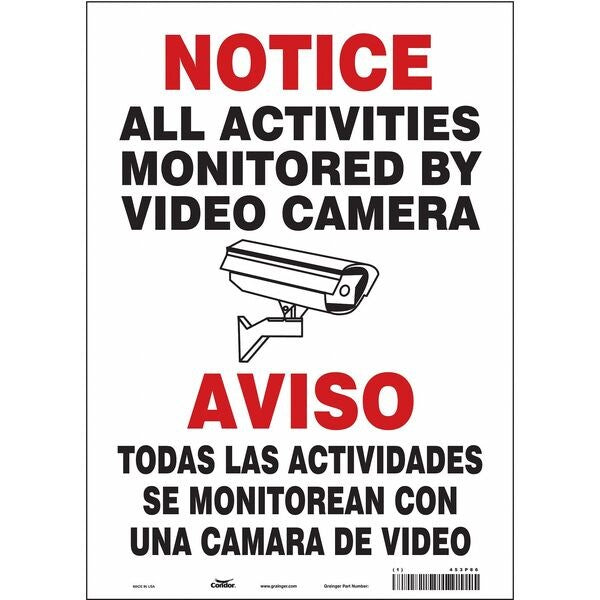 Security Sign, 14 in H, 10 in W, Vinyl, Vertical Rectangle, English, 453P86