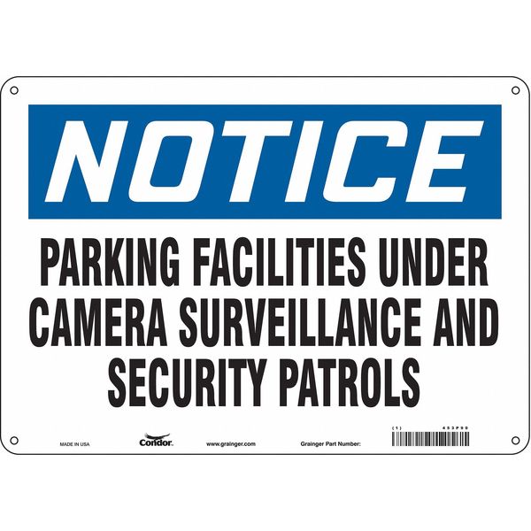 Security Sign, 10 in H, 14 in W, Polyethylene, Horizontal Rectangle, English, 453P90