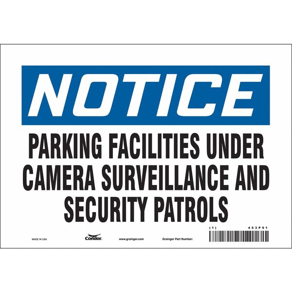 Security Sign, 7 in H, 10 in W, Vinyl, Vertical Rectangle, English, 453P91