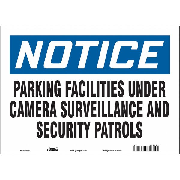 Security Sign, 10 in H, 14 in W, Vinyl, Horizontal Rectangle, English, 453P92