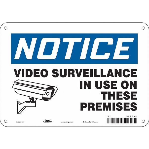 Security Sign, 7 in H, 10 in W, Polyethylene, Vertical Rectangle, English, 453P95