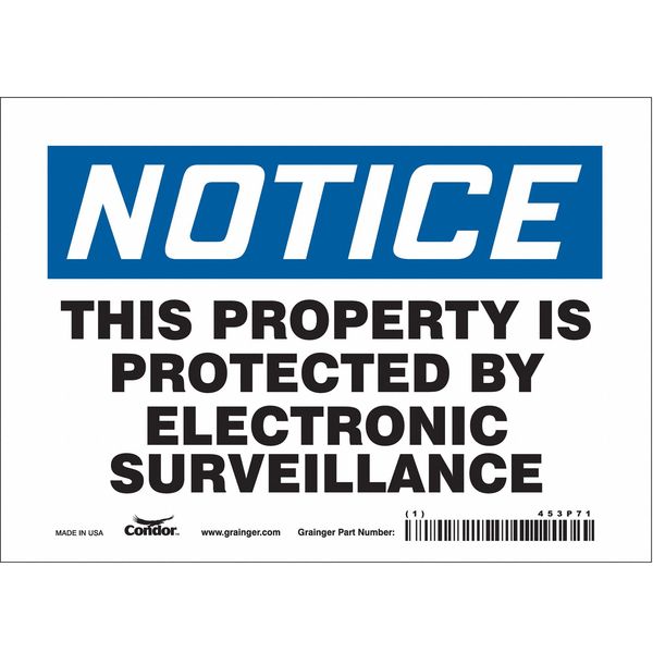 Security Sign, 5 in H, 7 in W, Vinyl, Horizontal Rectangle, English, 453P71