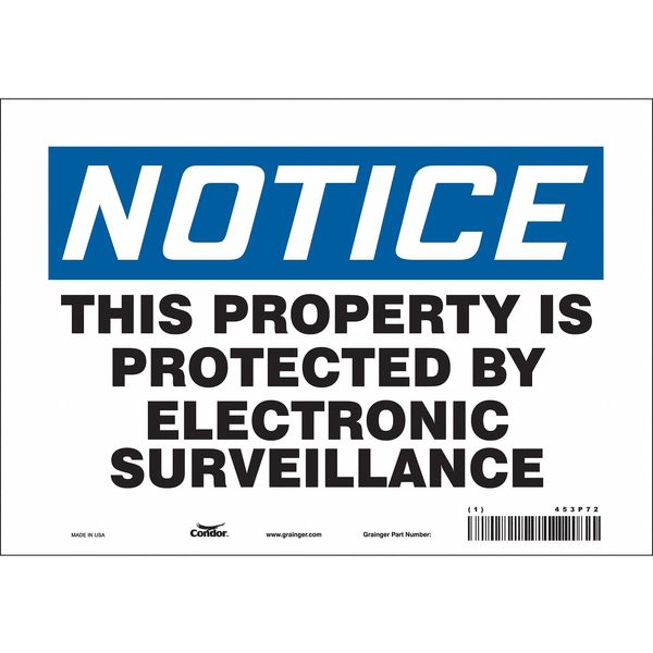 Security Sign, 7 in H, 10 in W, Vinyl, Vertical Rectangle, English, 453P72