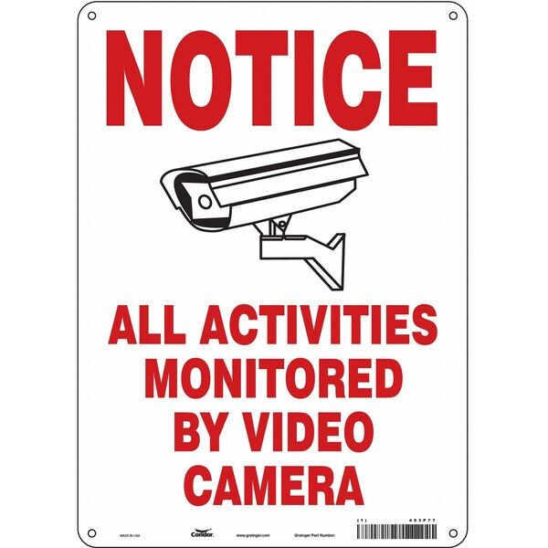 Security Sign, 14 in H, 10 in W, Polyethylene, Vertical Rectangle, English, 453P77