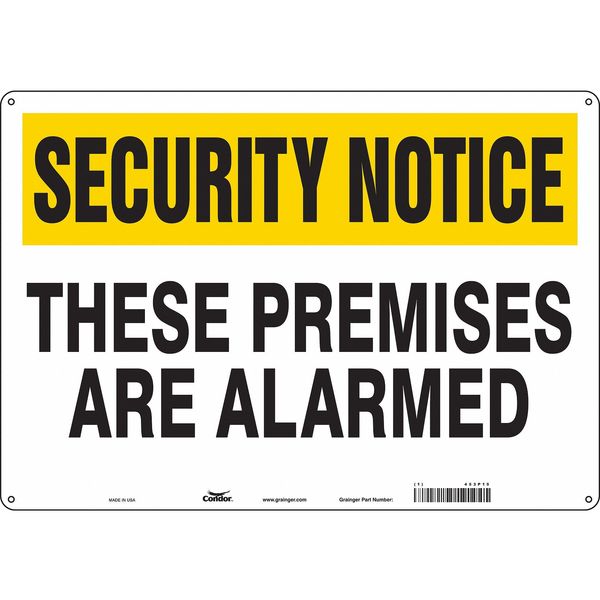 Security Sign, 14 in H, 20 in W, Polyethylene, Horizontal Rectangle, English, 453P15