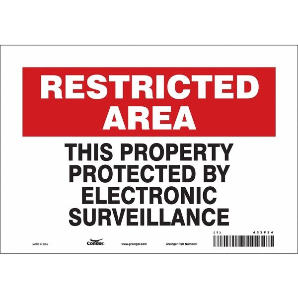 Security Sign, 7 in H, 10 in W, Vinyl, Vertical Rectangle, English, 453P24