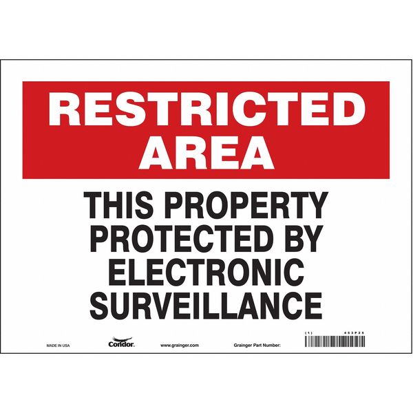 Security Sign, 10 in H, 14 in W, Vinyl, Horizontal Rectangle, English, 453P25