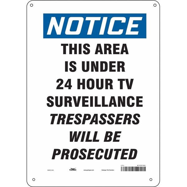 Security Sign, 14 in H, 10 in W, Polyethylene, Vertical Rectangle, English, 453P56