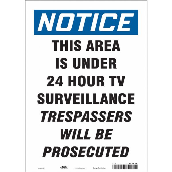 Security Sign, 14 in H, 10 in W, Vinyl, Vertical Rectangle, English, 453P58