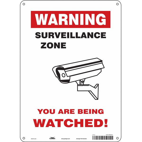 Security Sign, 14 in H, 10 in W, Polyethylene, Vertical Rectangle, English, 453R81