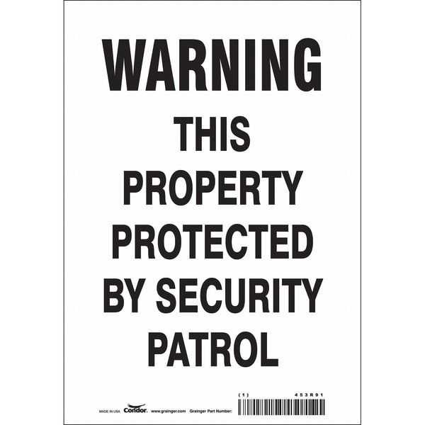 Security Sign, 10 in H, 7 in W, Vinyl, Horizontal Rectangle, English, 453R91