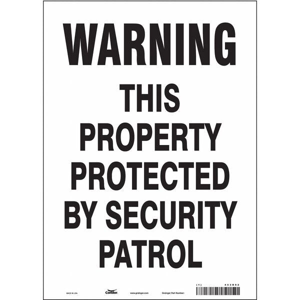 Security Sign, 14 in H, 10 in W, Vinyl, Vertical Rectangle, English, 453R92