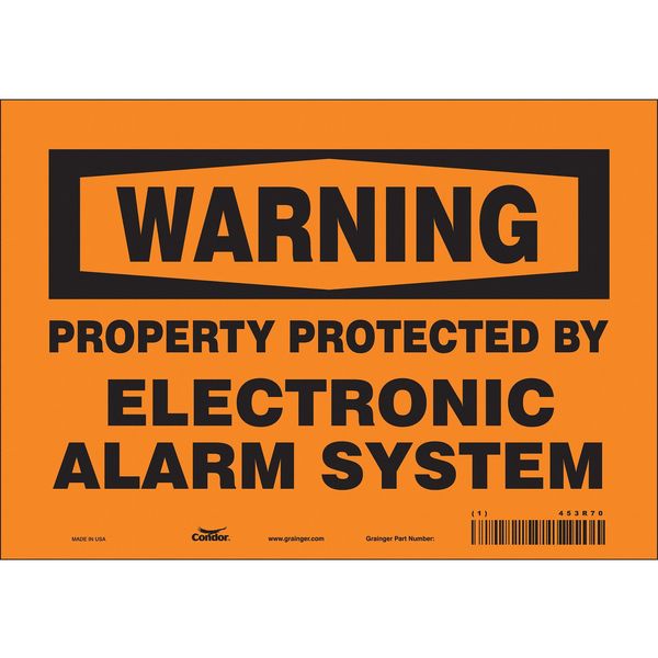 Security Sign, 7 in H, 10 in W, Vinyl, Vertical Rectangle, English, 453R70