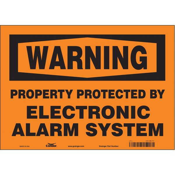 Security Sign, 10 in H, 14 in W, Vinyl, Horizontal Rectangle, English, 453R71