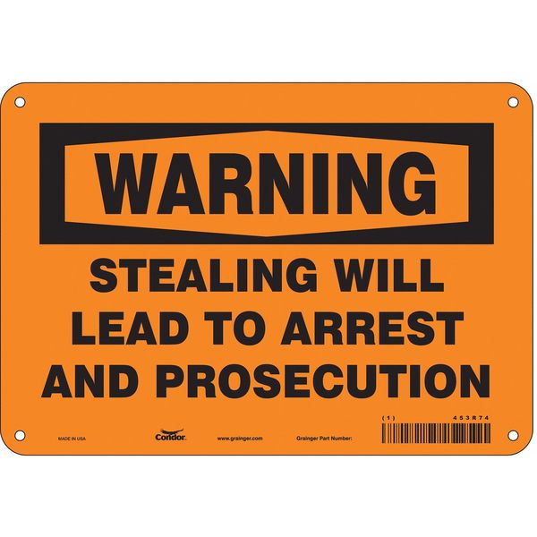 Security Sign, 7 in H, 10 in W, Polyethylene, Vertical Rectangle, English, 453R74