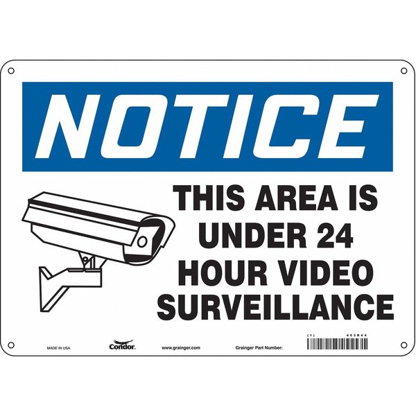 Security Sign, 10 in H, 14 in W, Polyethylene, Horizontal Rectangle, English, 453R44