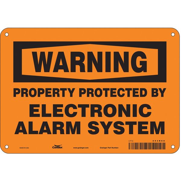 Security Sign, 7 in H, 10 in W, Polyethylene, Vertical Rectangle, English, 453R68