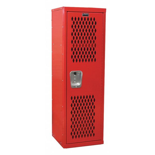 Wardrobe Locker, 15 in W, 15 in D, 48 in H, (1) Tier, (1) Wide, Red