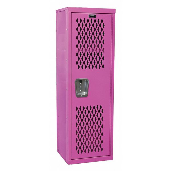 Wardrobe Locker, 15 in W, 15 in D, 48 in H, (1) Tier, (1) Wide, Pink