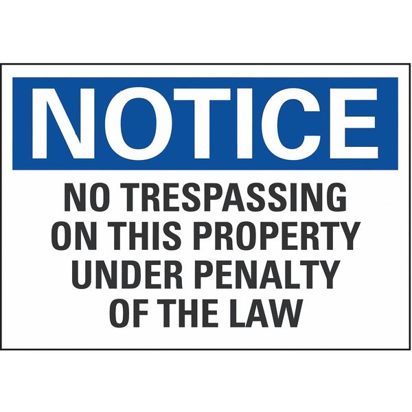 Notice Sign, 10 in H, 14 in W, Non-PVC Polymer, Horizontal Rectangle, English, LCU5-0259-ED_14x10