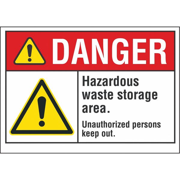 Danger Sign, 7 in H, 10 in W, Non-PVC Polymer, Vertical Rectangle, English, LCU4-0067-ED_10x7
