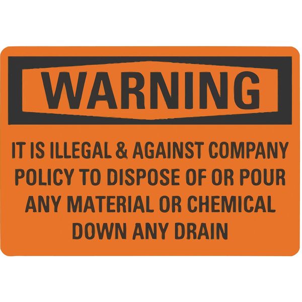 Warning Sign, 10 in H, 7 in W, Non-PVC Polymer, Horizontal Rectangle, English, U6-1131-ED_7X10