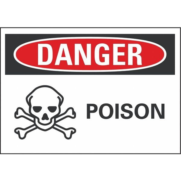 Danger Sign, 10 in H, 14 in W, Non-PVC Polymer, Horizontal Rectangle, English, LCU4-0221-ED_14x10